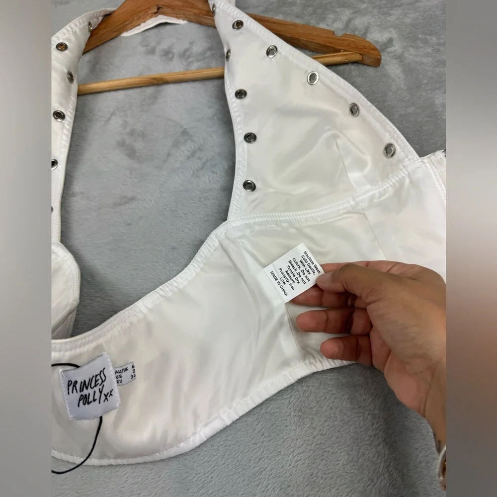 Princess Polly Palladia‎ Jordy Grommet Faux leather corset halter top new  Sz 2